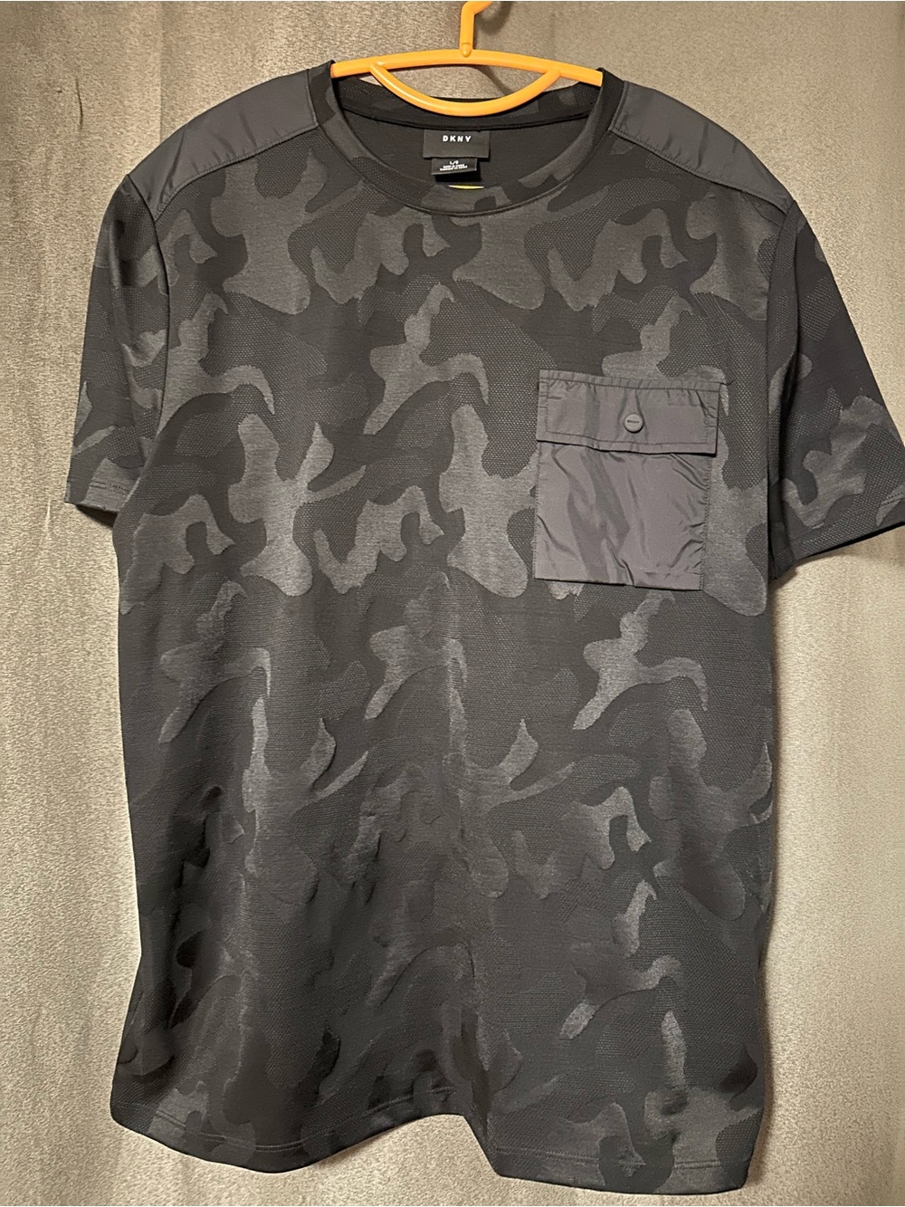 DKNY Black Camouflage Short-Sleeve Pocket Tee
